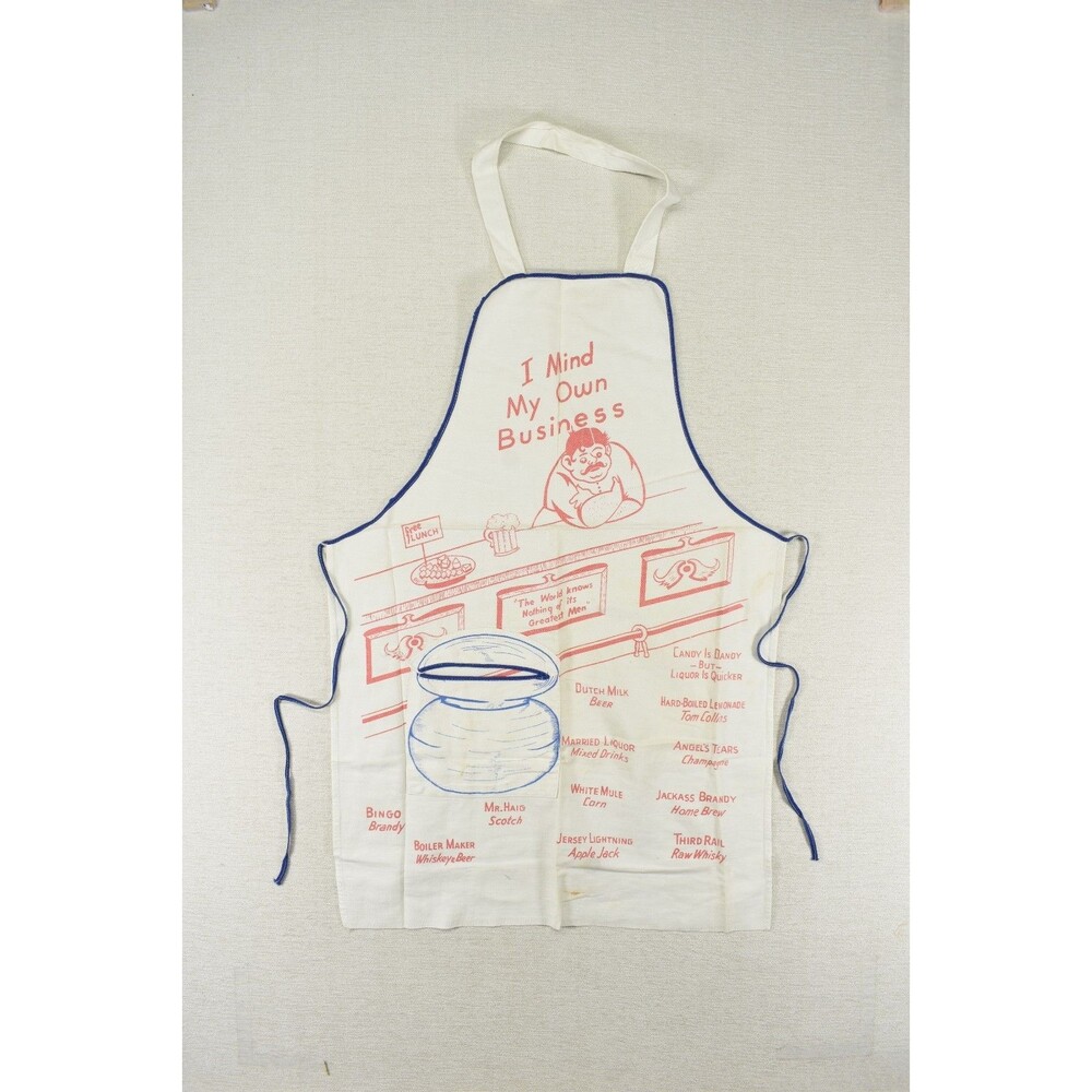 Vintage 1950s Risque Mens BBQ Apron Pin-Up Zipper Hose Gag Gift Novelty Barware